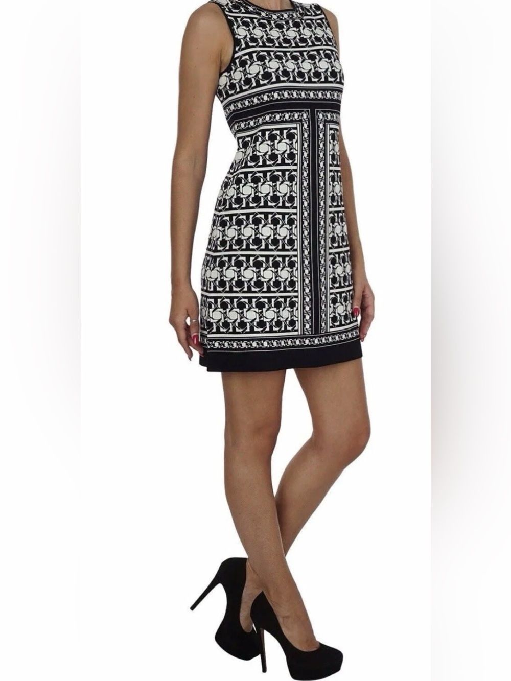 NWT Ted Baker JAMMIEA women Tesselation Jacquard Knit Dress Black Size 1=US 4